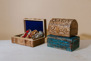 TREE OF LIFE WOODEN BOX BLUE COLOR