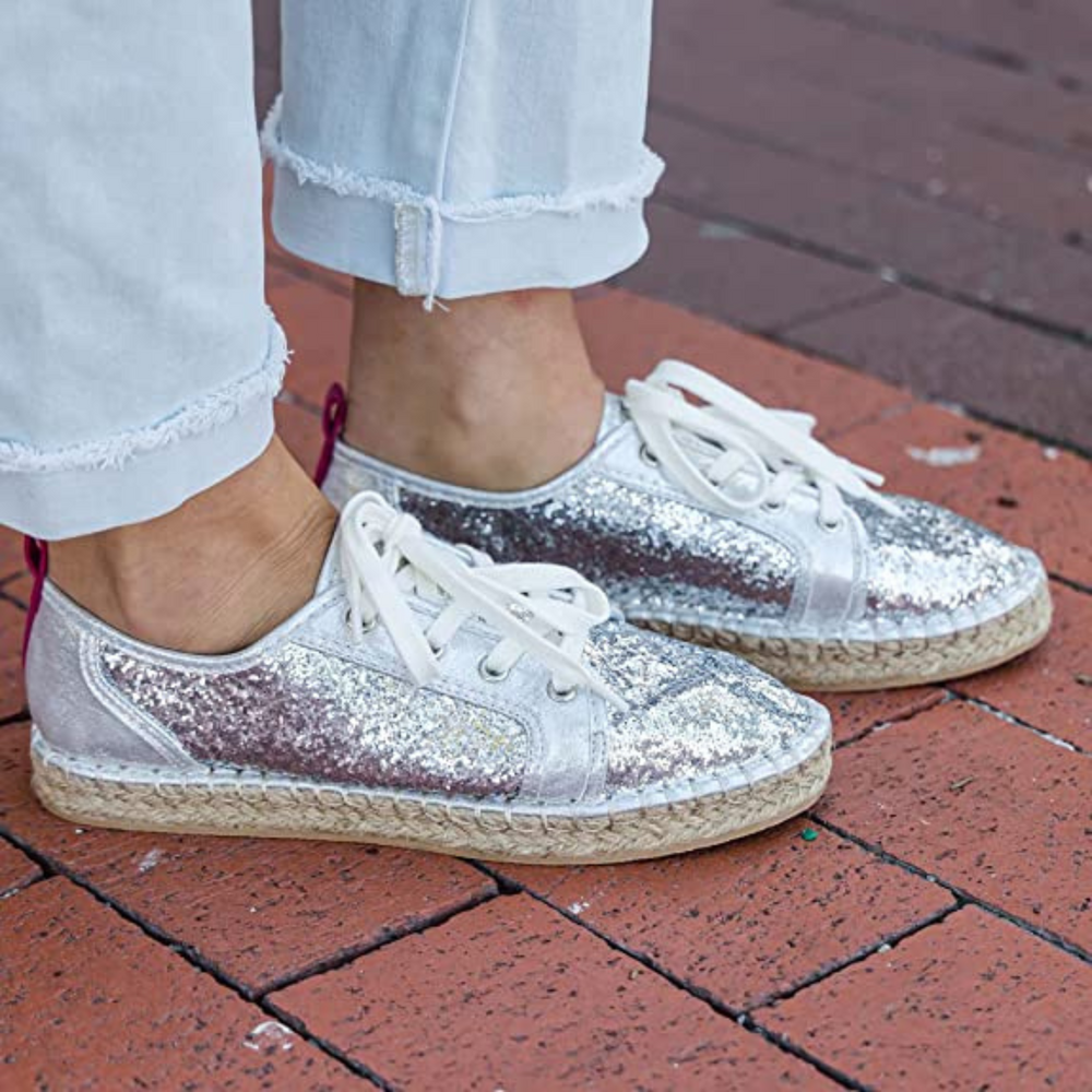 Glitter Silver Tennis Shoes