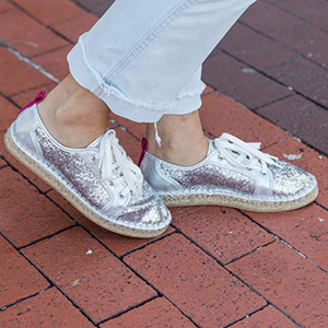 
            
                Load image into Gallery viewer, Glitter Silver Tennis Shoes
            
        