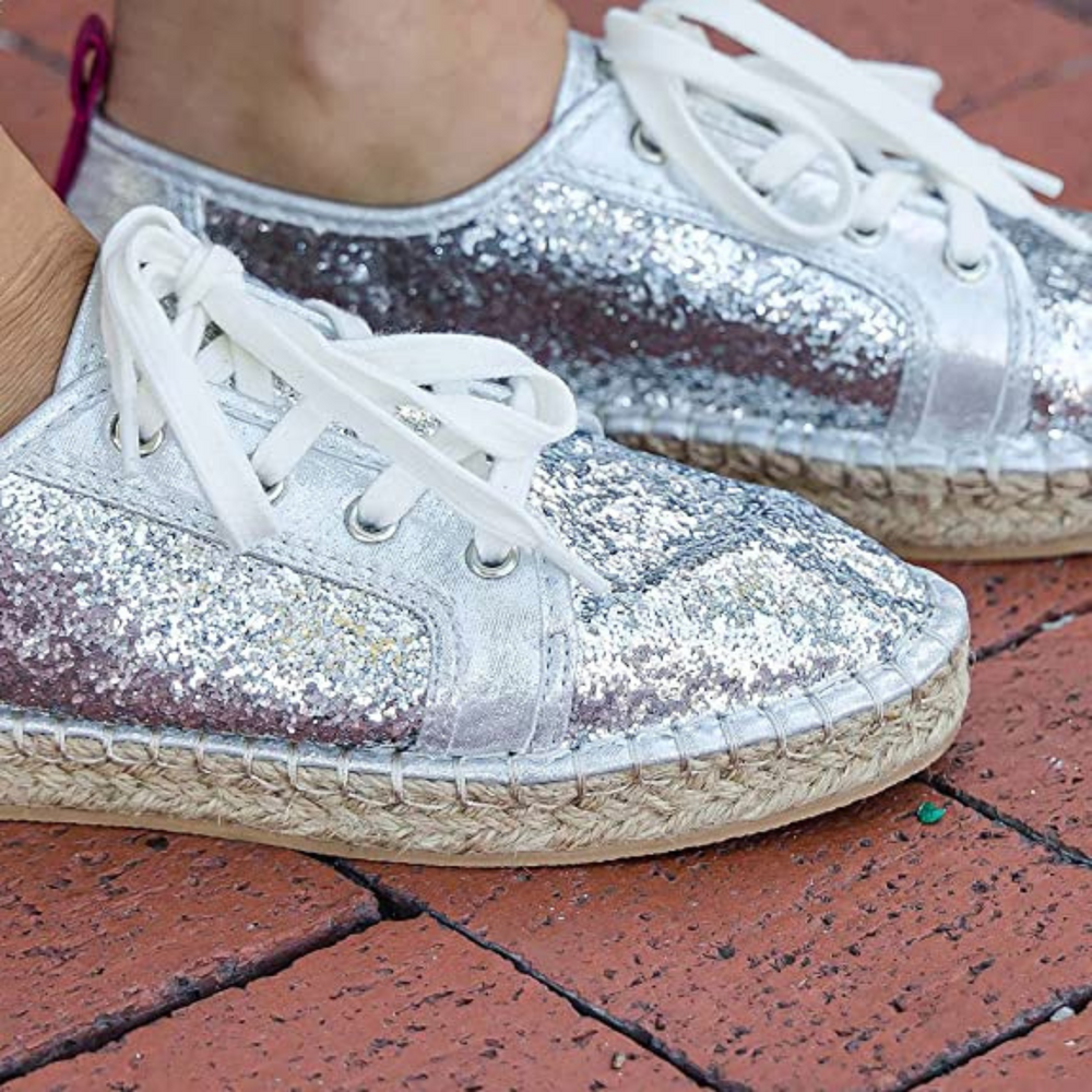 
            
                Load image into Gallery viewer, Glitter Silver Tennis Shoes
            
        